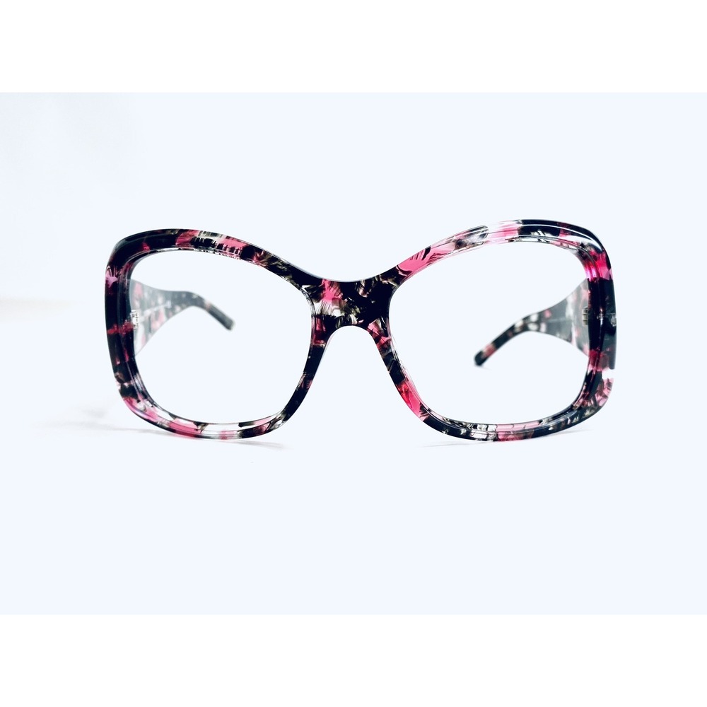 VTG Versace Pink Black Clear Square Wrap Glasses Medusa Italy MOD 4247 59 17 130